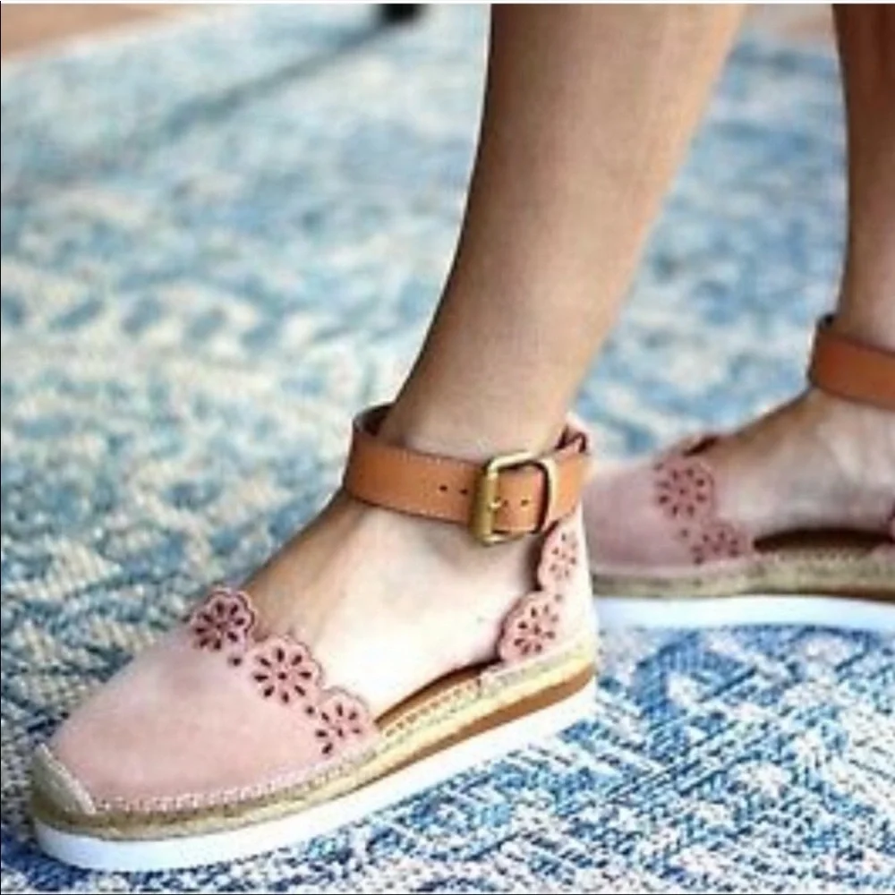See by Chloe Pink Glyn Floral Laser Cut Espadrille Flat